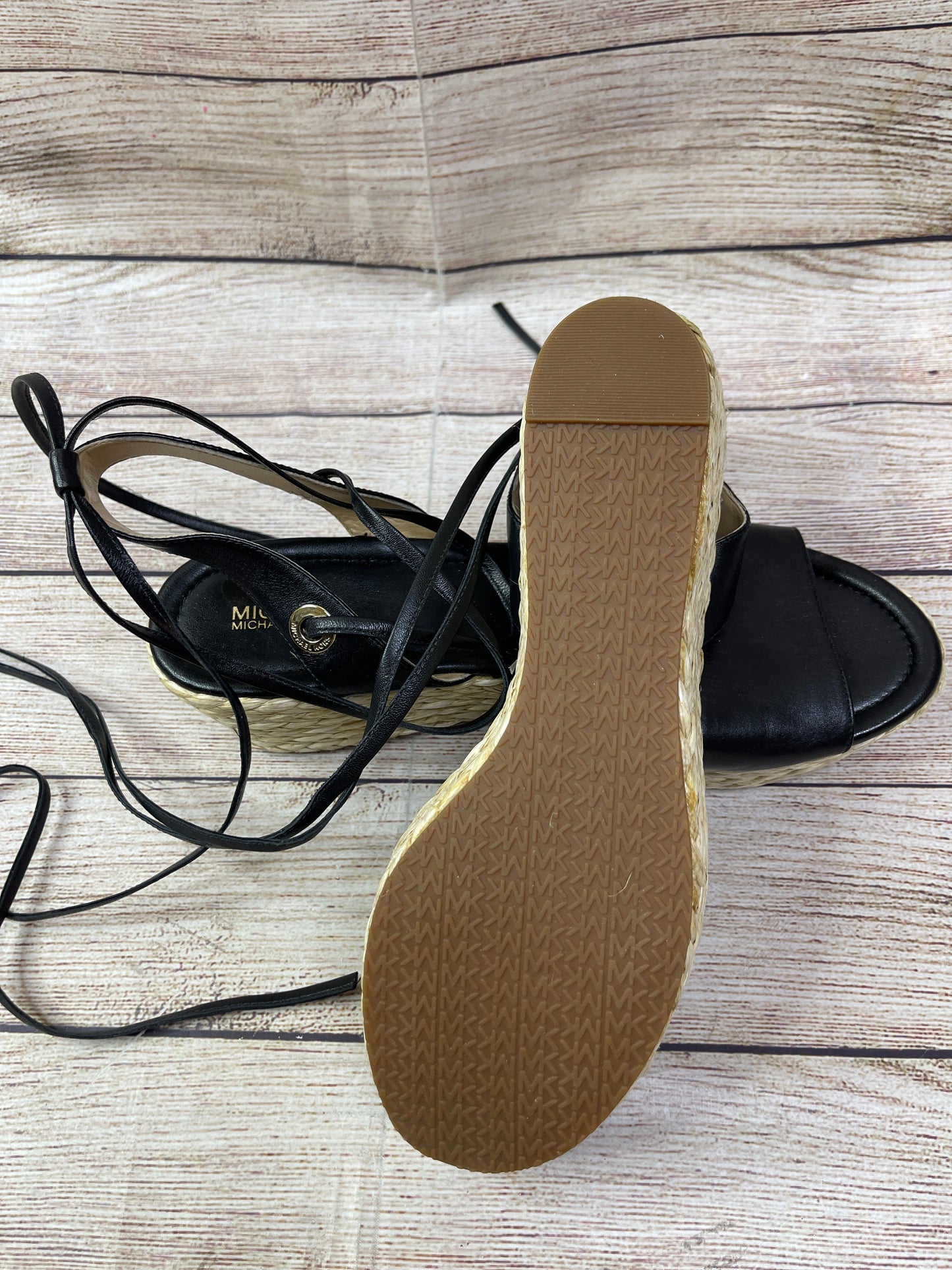 Black Sandals Heels Wedge Michael By Michael Kors, Size 9