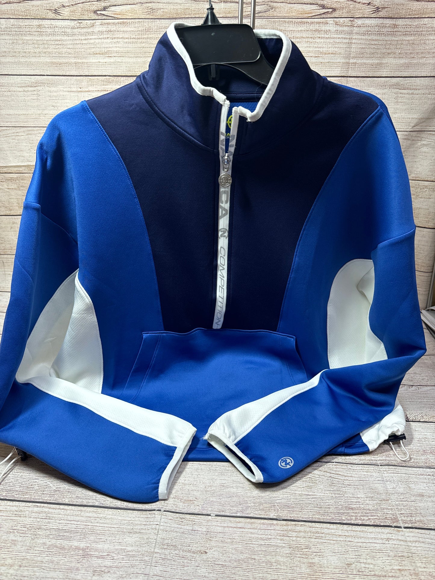 Athletic Top Long Sleeve Collar By Nautica In Blue & White, Size: M