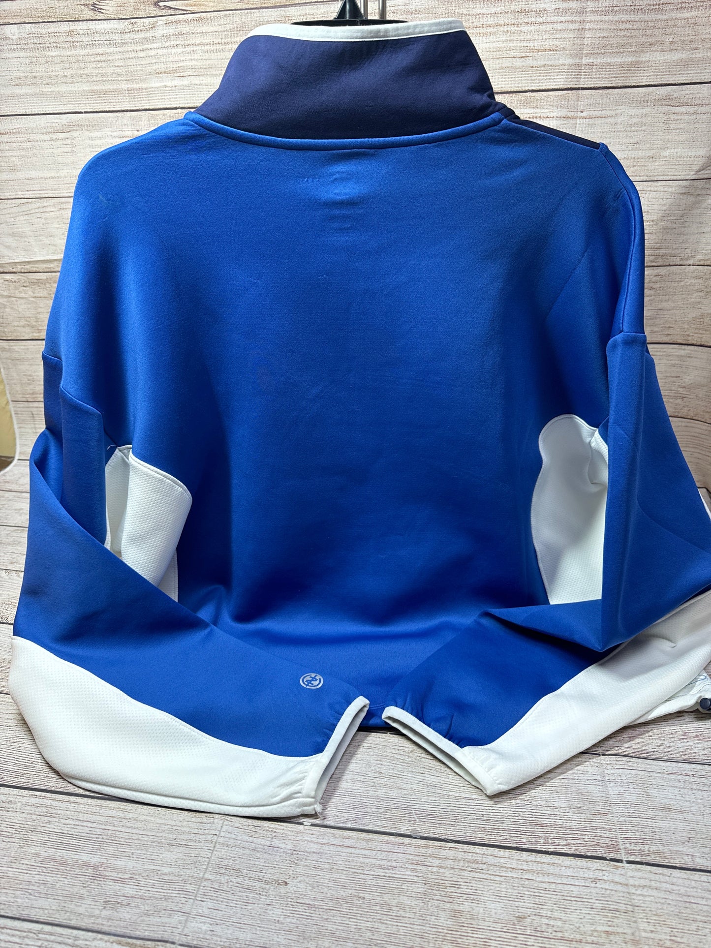 Athletic Top Long Sleeve Collar By Nautica In Blue & White, Size: M