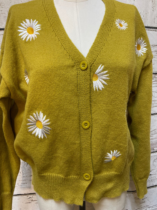 Sweater Cardigan By Clothes Mentor In Yellow, Size: L