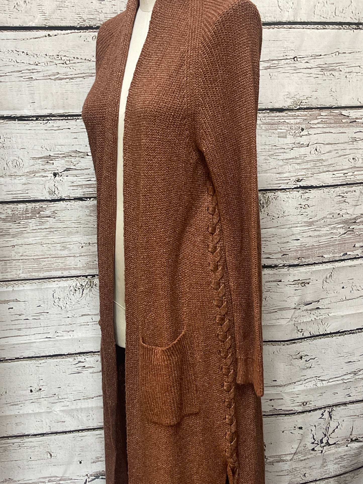 Sweater Cardigan By Sun & Shadow In Bronze, Size: M