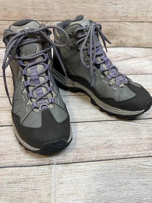 Boots Hiking By Merrell In Grey & Purple, Size: 7