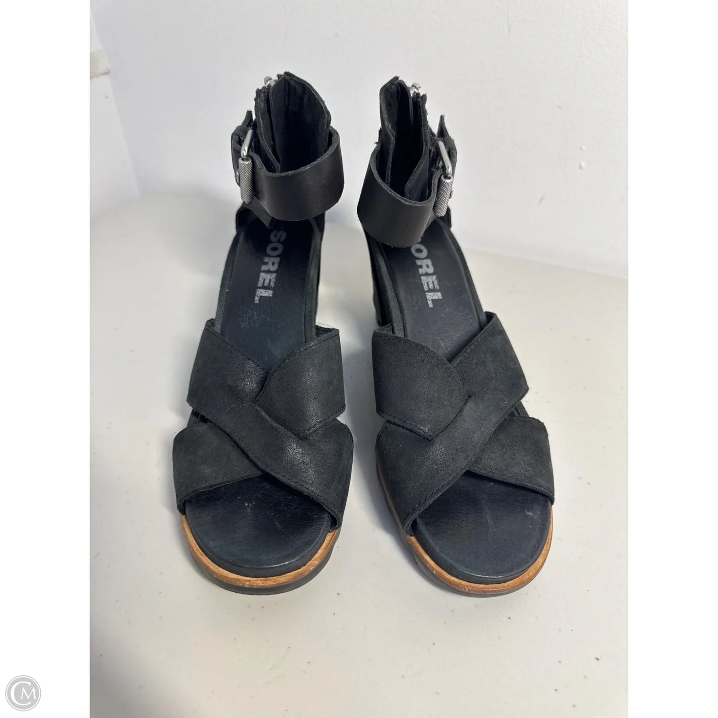 Sandals Heels Wedge By Sorel In Black, Size: 9