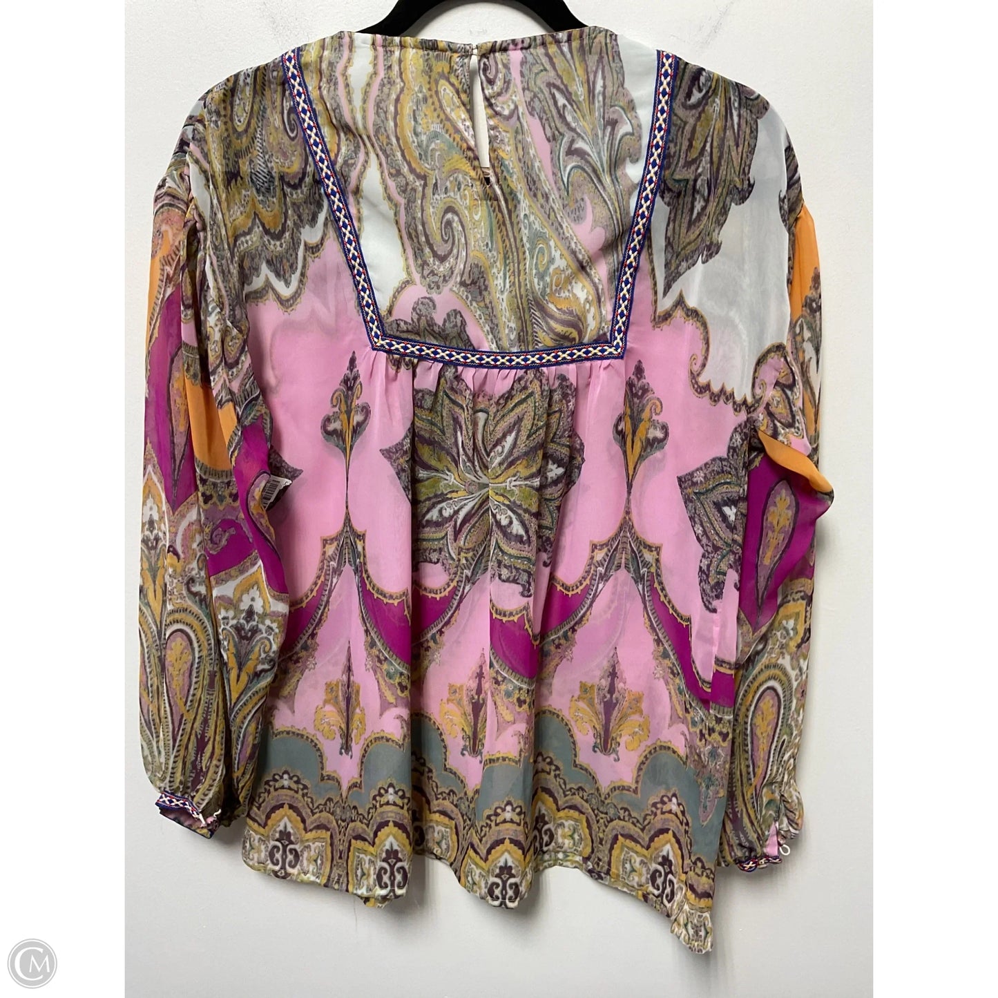 Blouse Long Sleeve By Kasper In Pink, Size: M