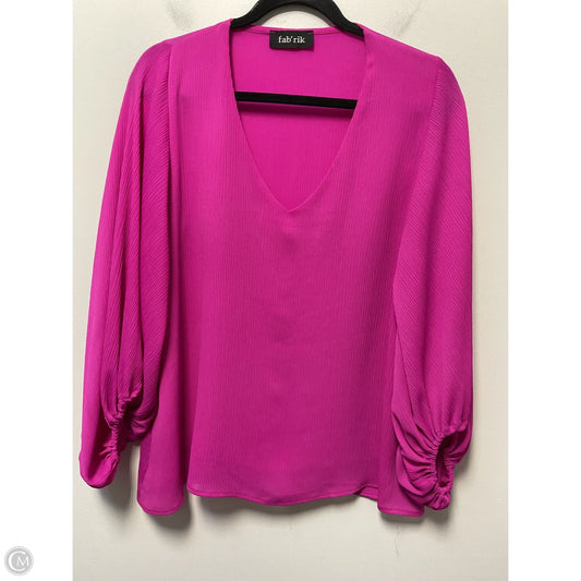 Blouse 3/4 Sleeve By Fabrik In Pink, Size: L