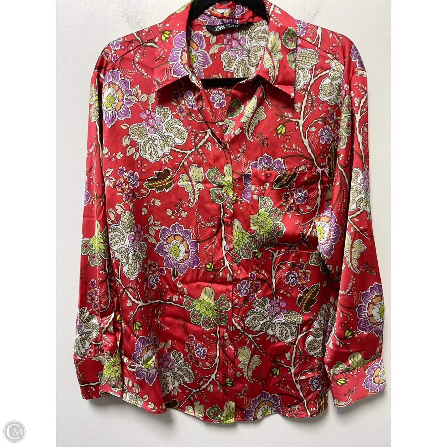 Blouse Long Sleeve By Zara In Red, Size: L