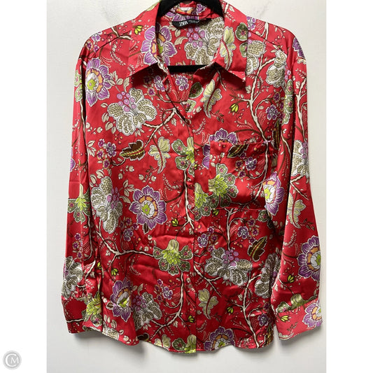 Blouse Long Sleeve By Zara In Red, Size: L