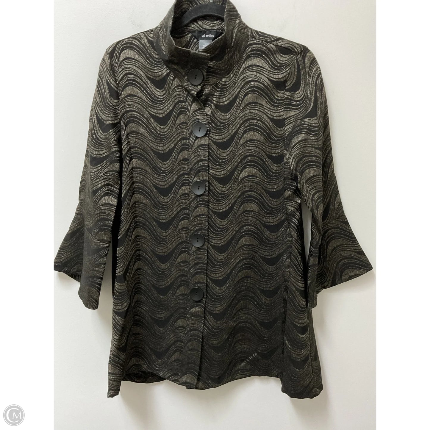 Blazer By Ali Miles In Black & Gold, Size: S