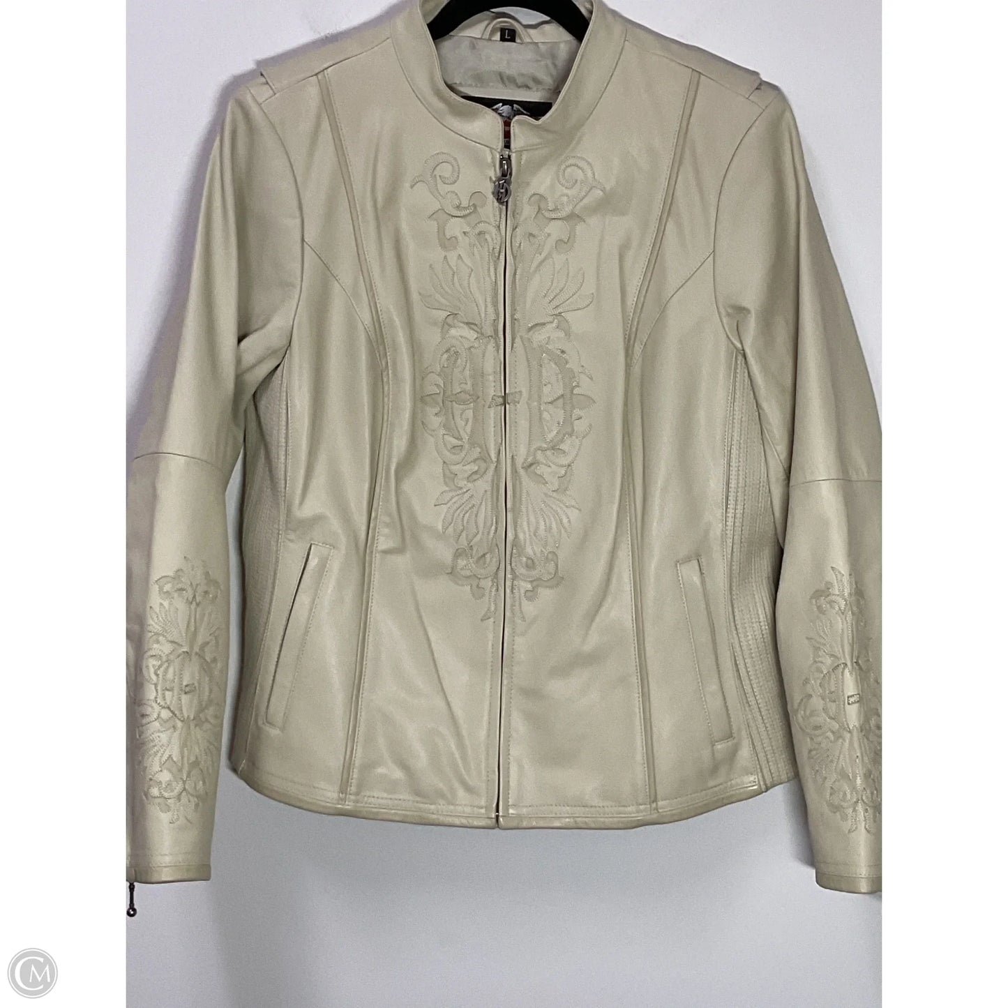 Jacket Leather By Harley Davidson In Cream, Size: L
