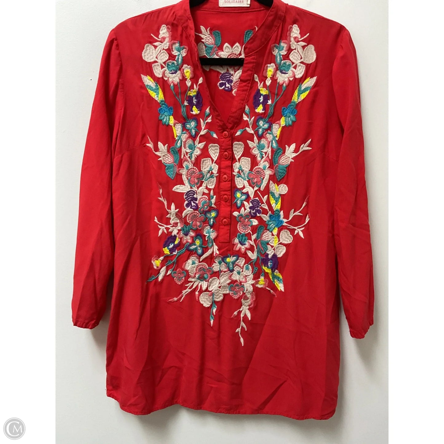 Tunic Long Sleeve By Solitaire In Red, Size: M