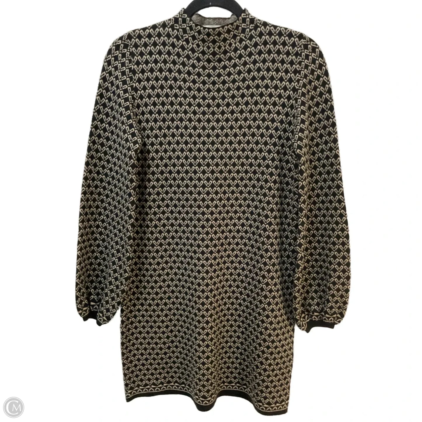 Dress Sweater By Max Studio In Black & Tan, Size: S