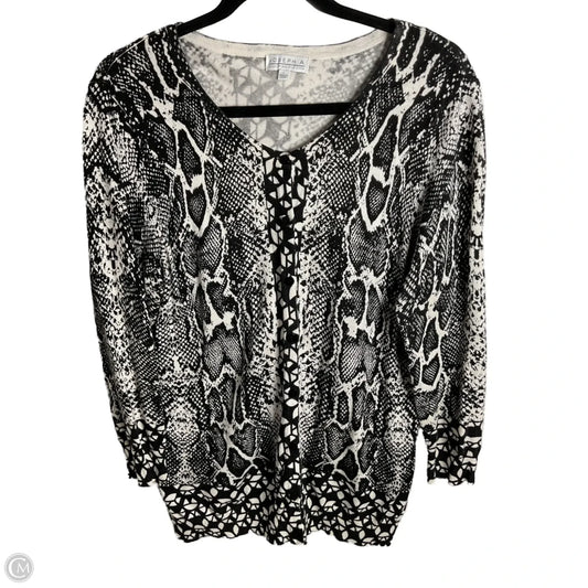 Sweater Cardigan By Joseph A. In Black & White, Size: L