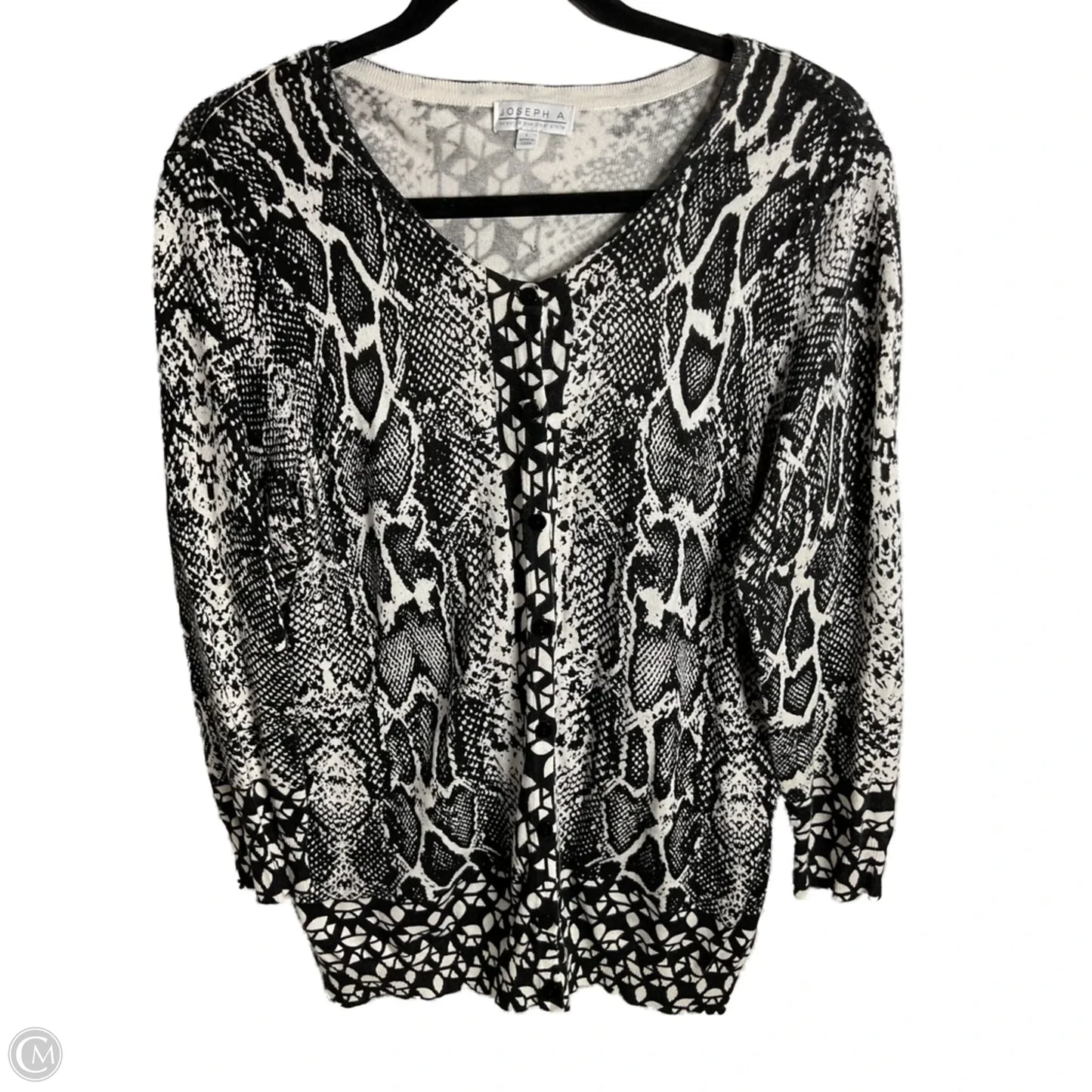 Sweater Cardigan By Joseph A. In Black & White, Size: L