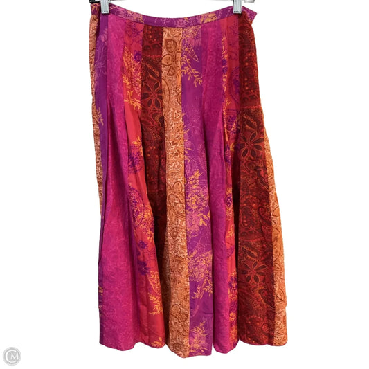 Skirt Midi By Banana Republic In Orange & Purple, Size: S