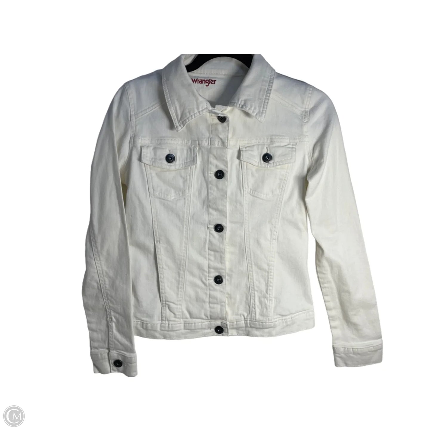 Jacket Denim By Wrangler In White Denim, Size: S