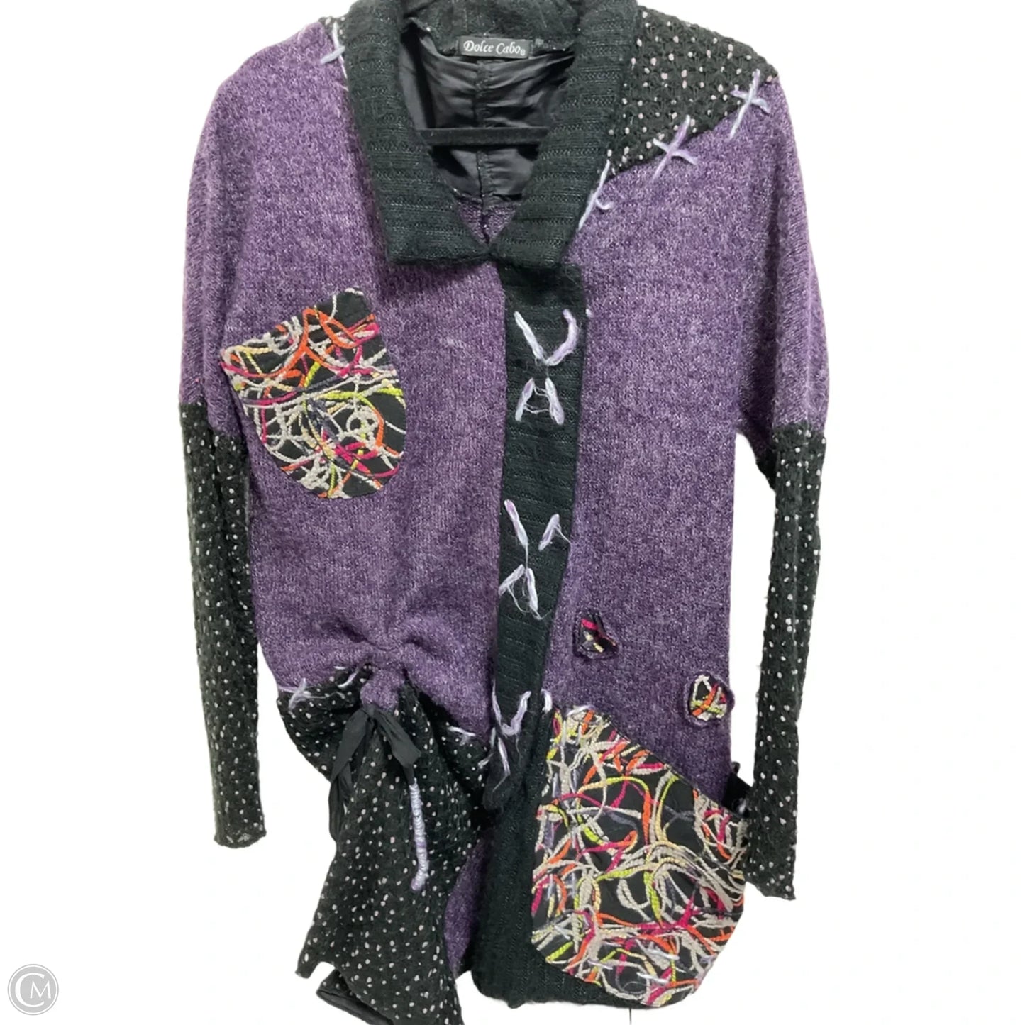 Sweater Cardigan By Clothes Mentor In Black & Purple, Size: L
