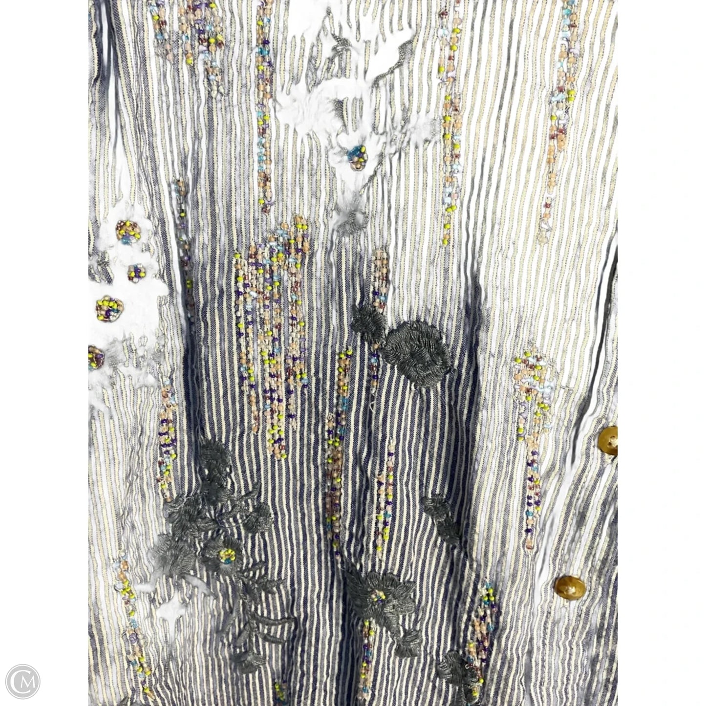 Top Long Sleeve By Pilcro In Blue & White, Size: S