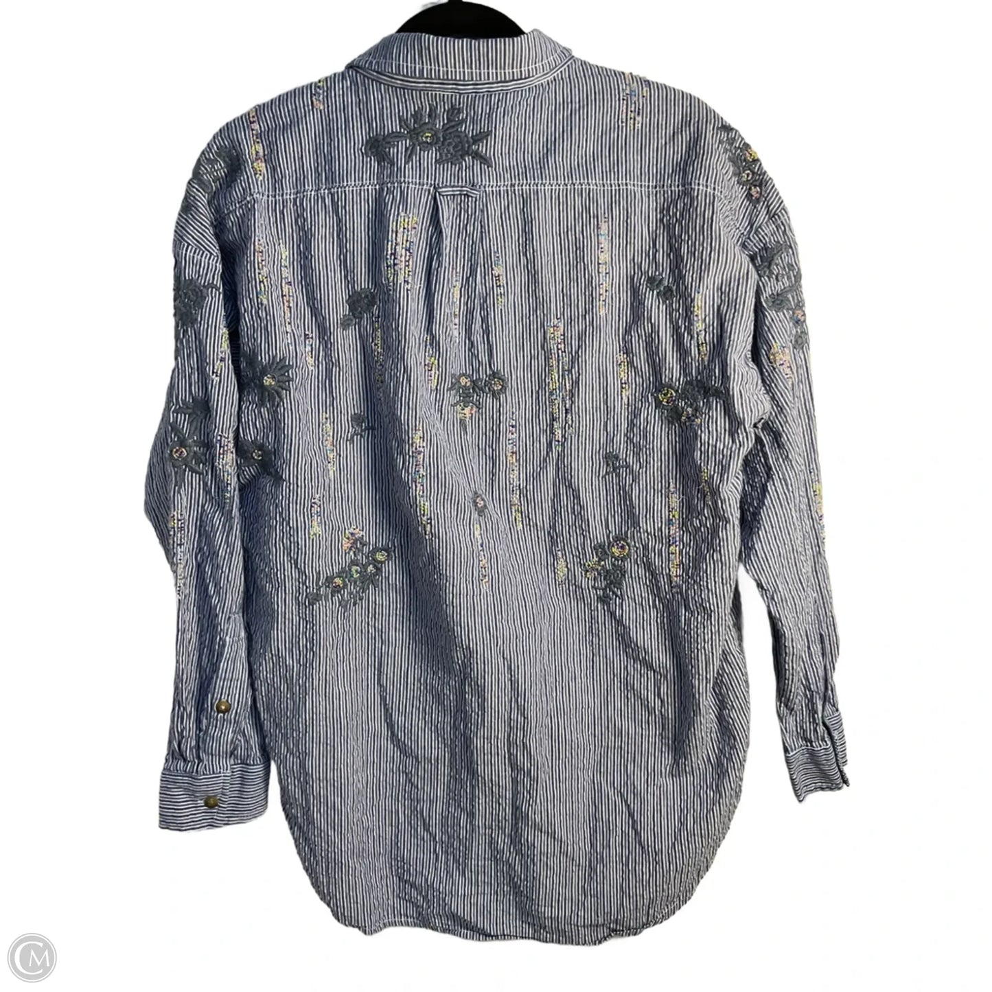 Top Long Sleeve By Pilcro In Blue & White, Size: S