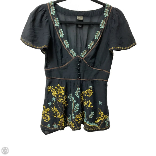 Blouse Short Sleeve By Lithe In Black, Size: Xs