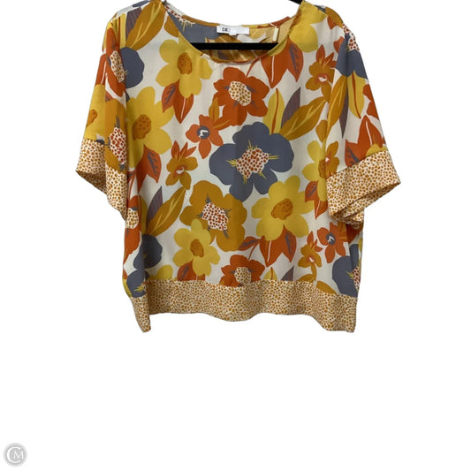 Blouse Short Sleeve By Dr2 In Orange & Yellow, Size: L