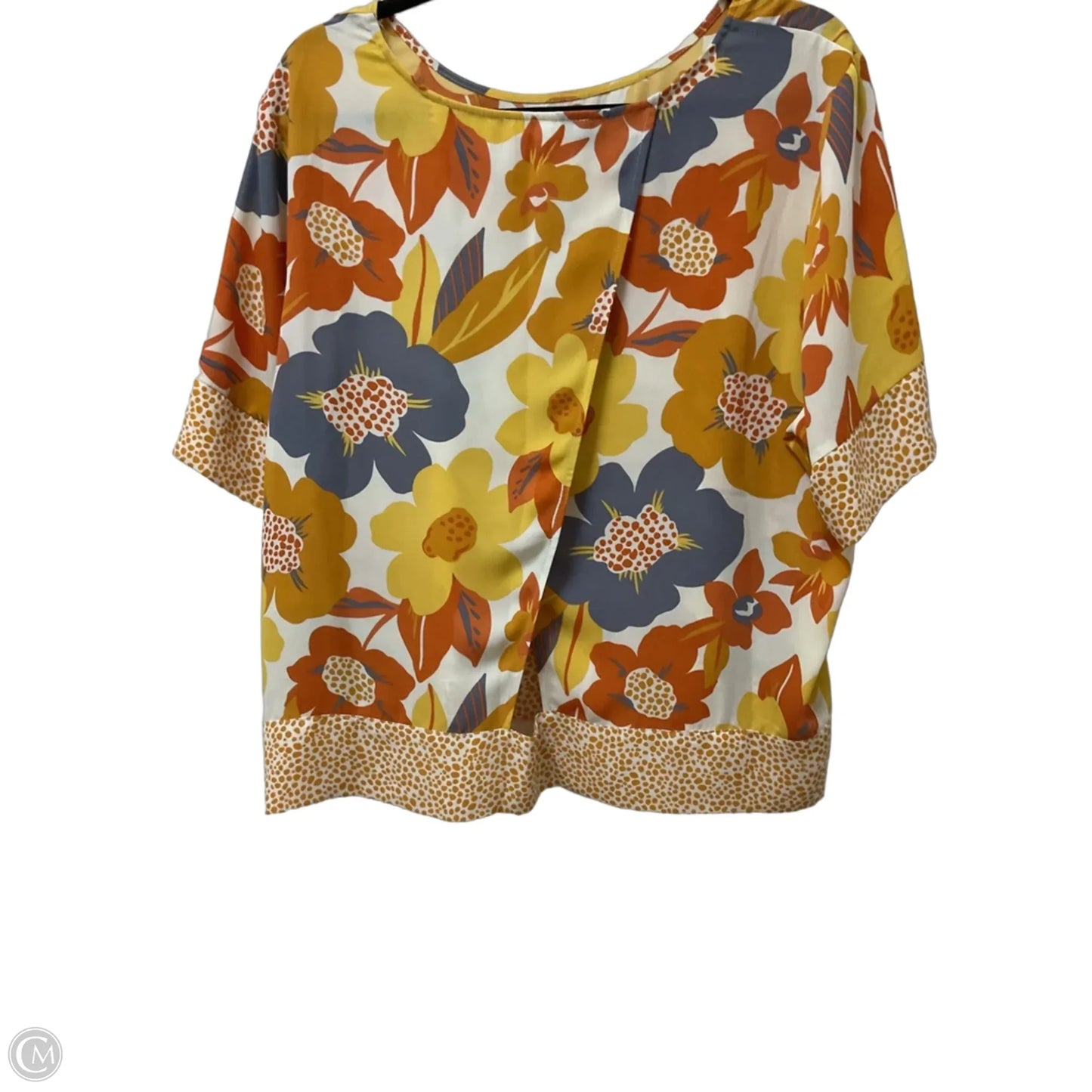 Blouse Short Sleeve By Dr2 In Orange & Yellow, Size: L