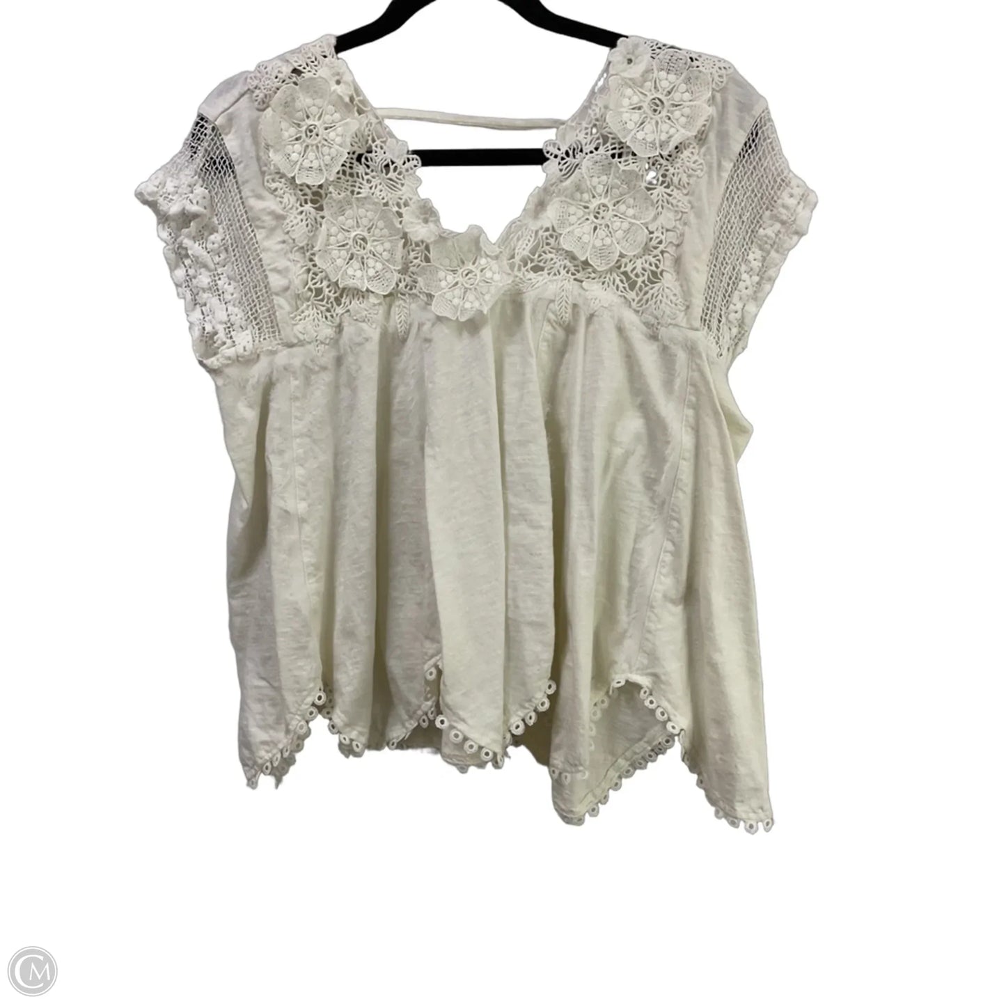 Top Short Sleeve By Anthropologie In Ivory, Size: Xs