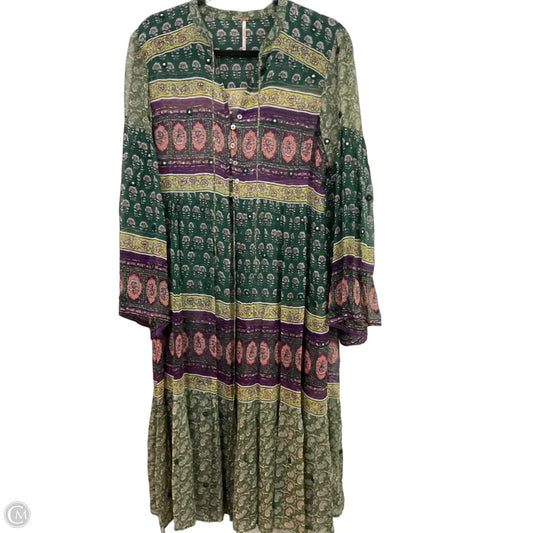Dress Casual Midi By Free People In Green & Purple, Size: M