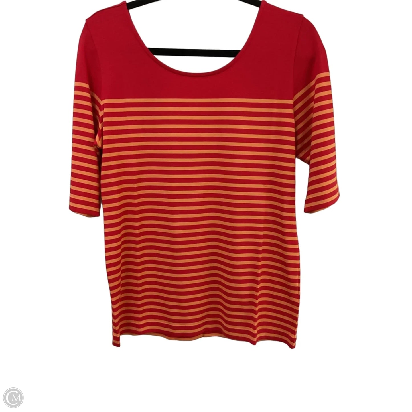 Top 3/4 Sleeve Basic By Soft Surroundings In Orange & Pink, Size: M