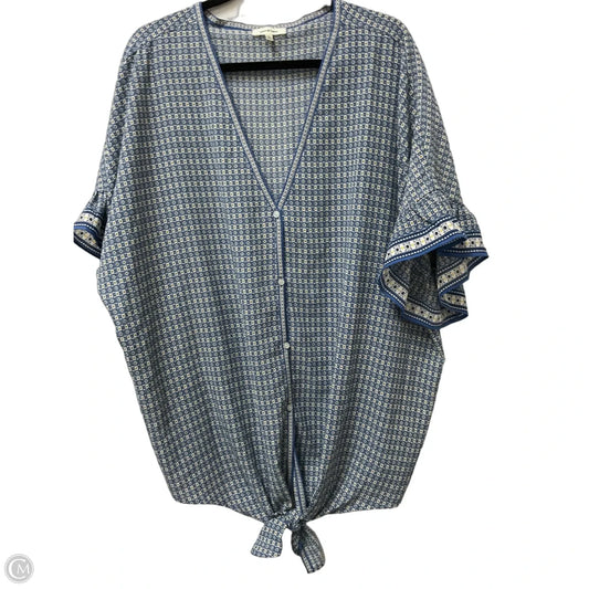 Blouse Short Sleeve By Max Studio In Blue & Yellow, Size: 2x