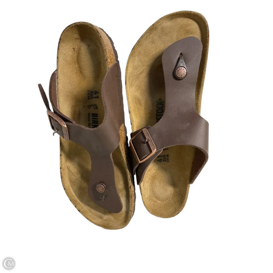 Sandals Flip Flops By Birkenstock In Brown, Size: 10