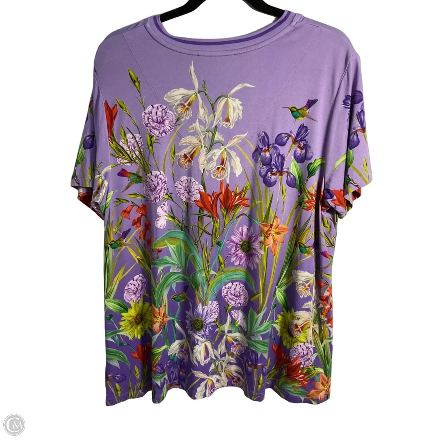 Top Short Sleeve By Johnny Was In Tropical Print, Size: Xl
