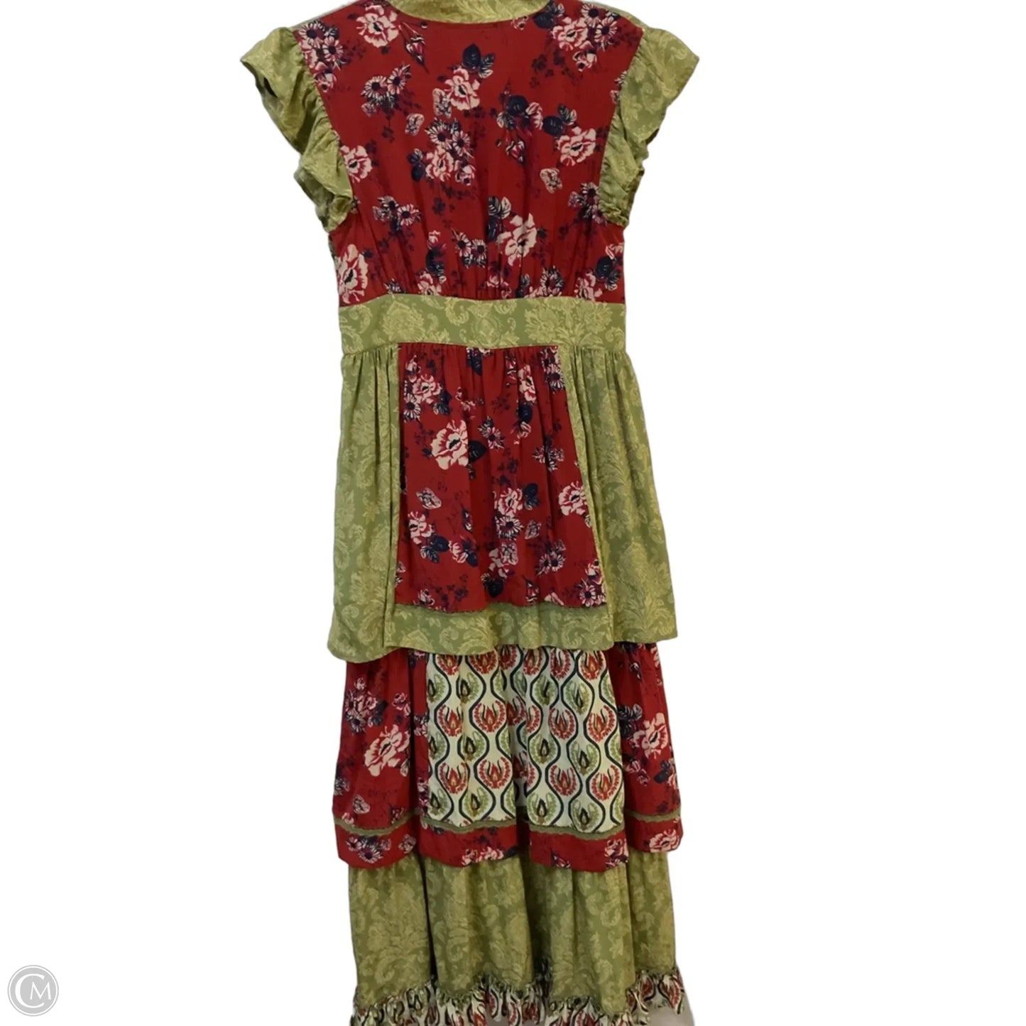 Dress Casual Midi By Clothes Mentor In Green & Red, Size: Xs