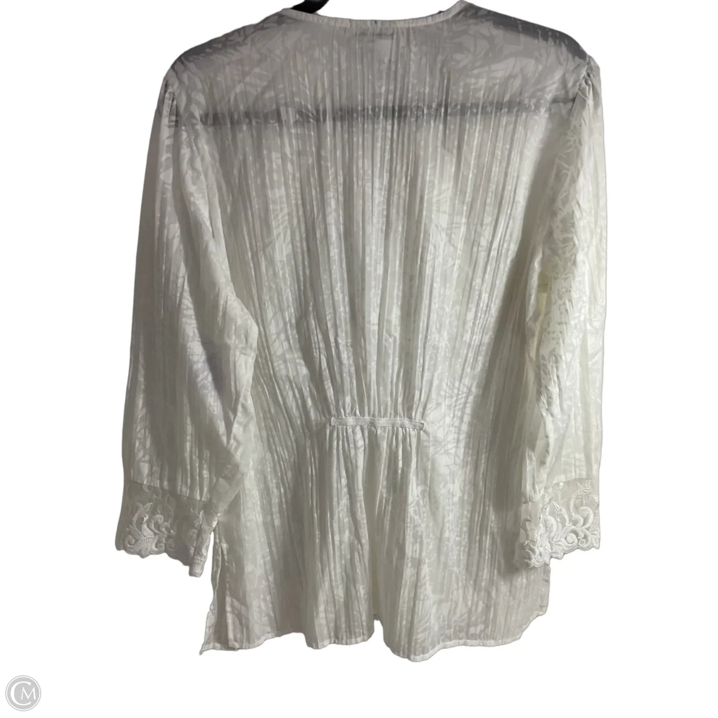 Blouse Long Sleeve By Coldwater Creek In White, Size: L