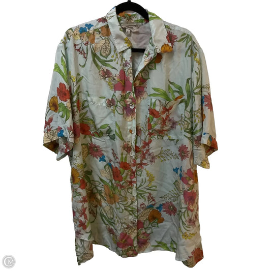 Tunic Short Sleeve By Johnny Was In Tropical Print, Size: Xl