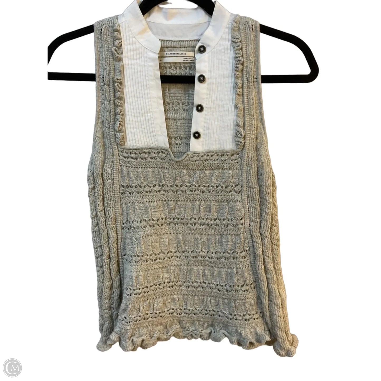 Top Sleeveless By Anthropologie In Grey & White, Size: Xs