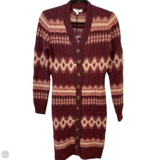 Sweater Cardigan By Lucky Brand In Maroon, Size: S