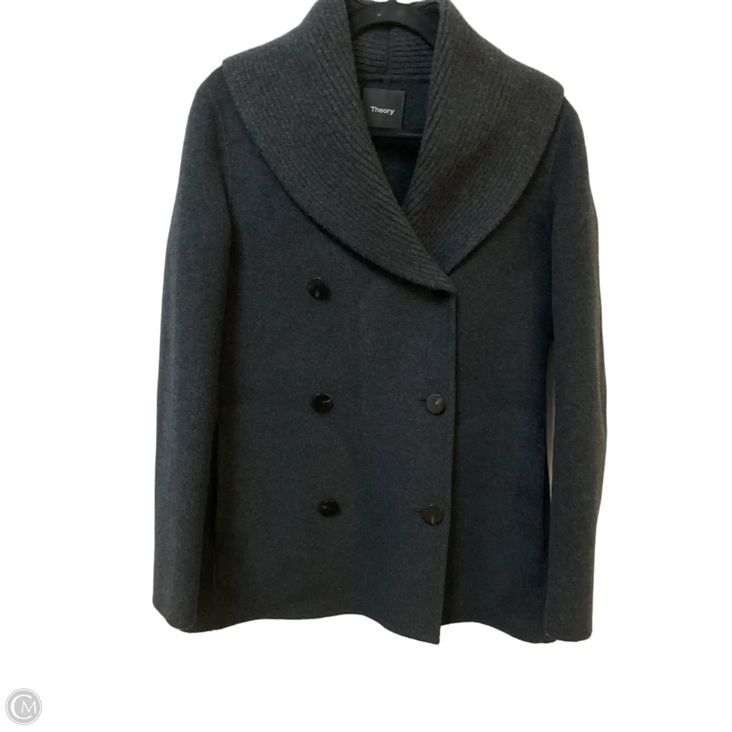 Coat Wool By Theory In Grey, Size: S