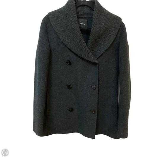 Coat Wool By Theory In Grey, Size: S