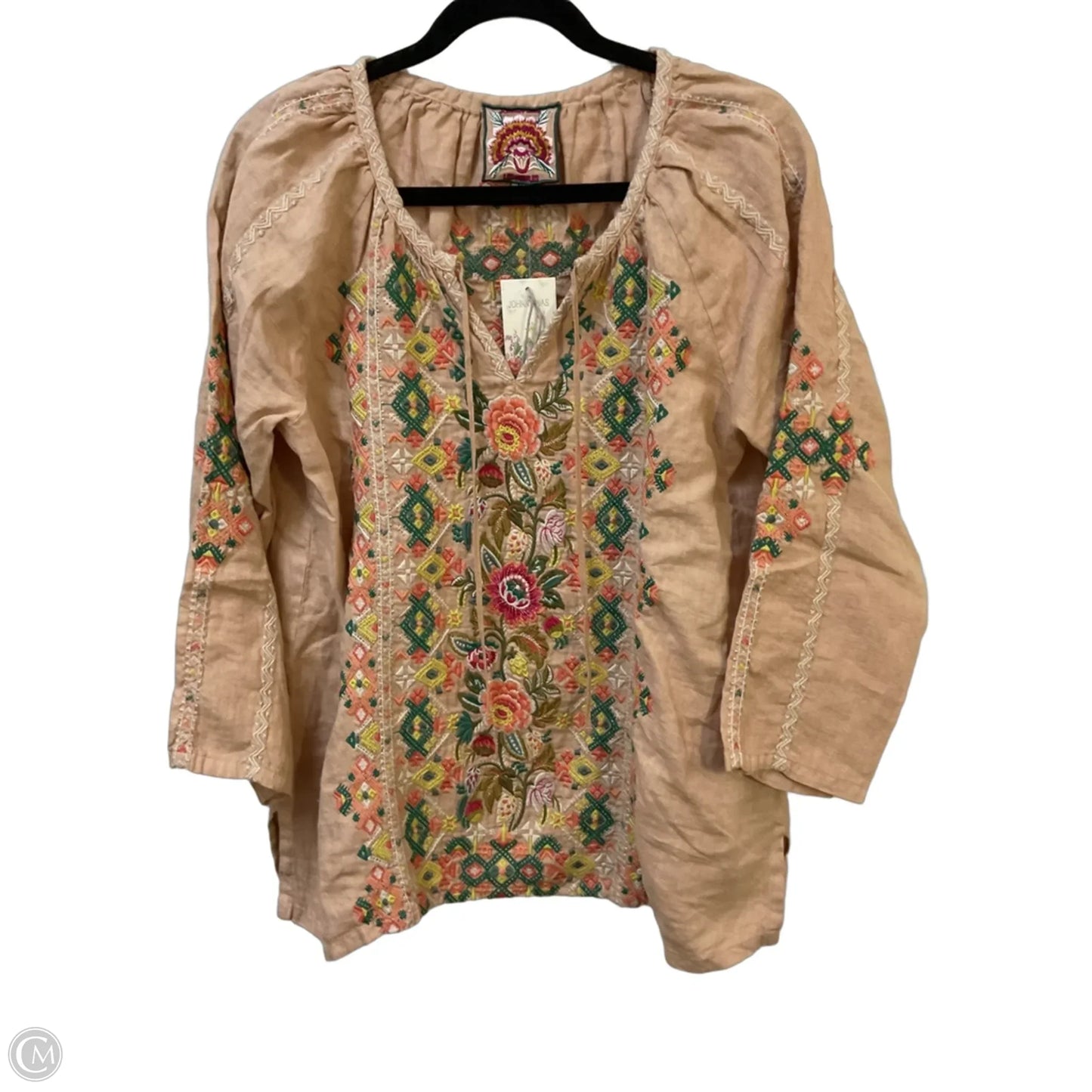 Top 3/4 Sleeve By Johnny Was In Tan, Size: M