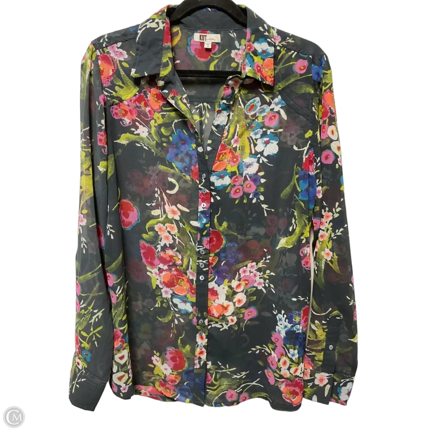 Blouse Long Sleeve By Kut In Grey, Size: M