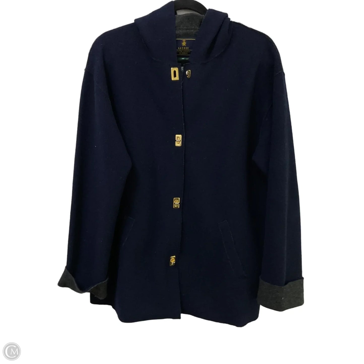 Coat Wool By Lauren By Ralph Lauren In Navy, Size: M