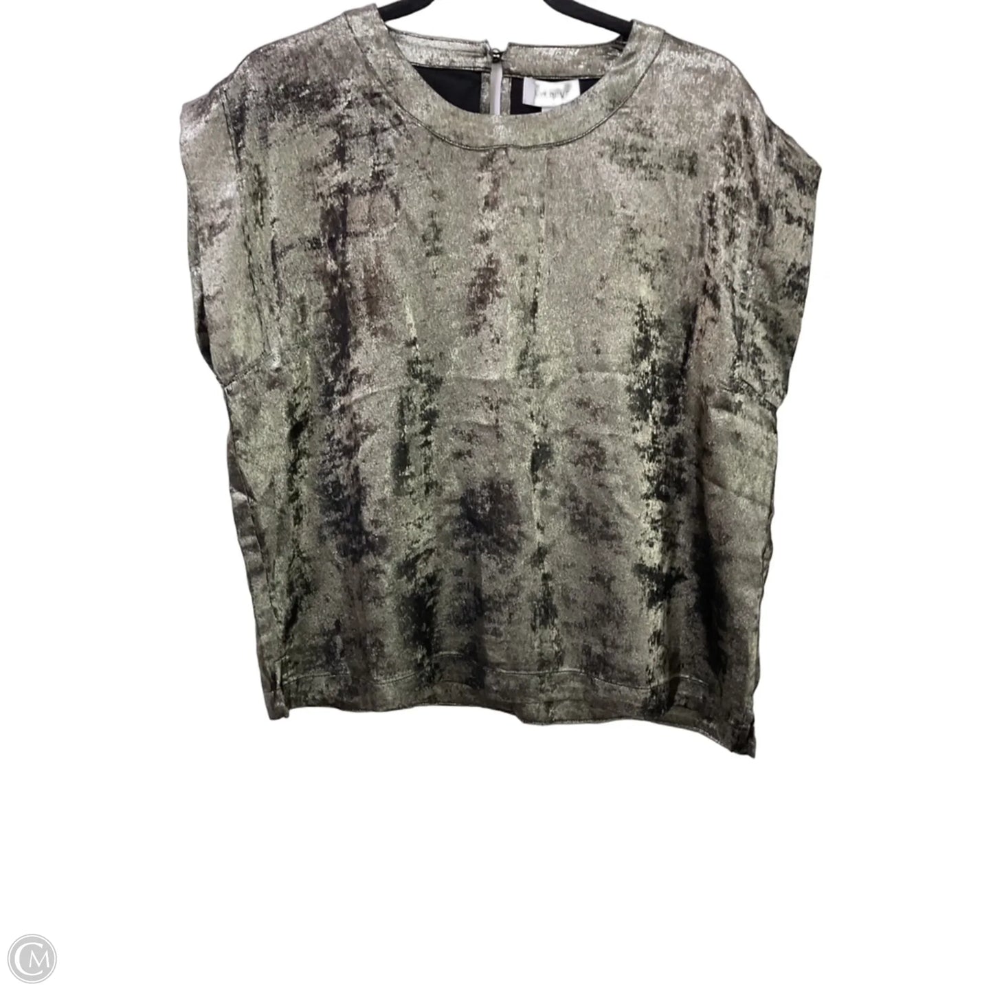 Blouse Short Sleeve By Evereve In Silver, Size: L