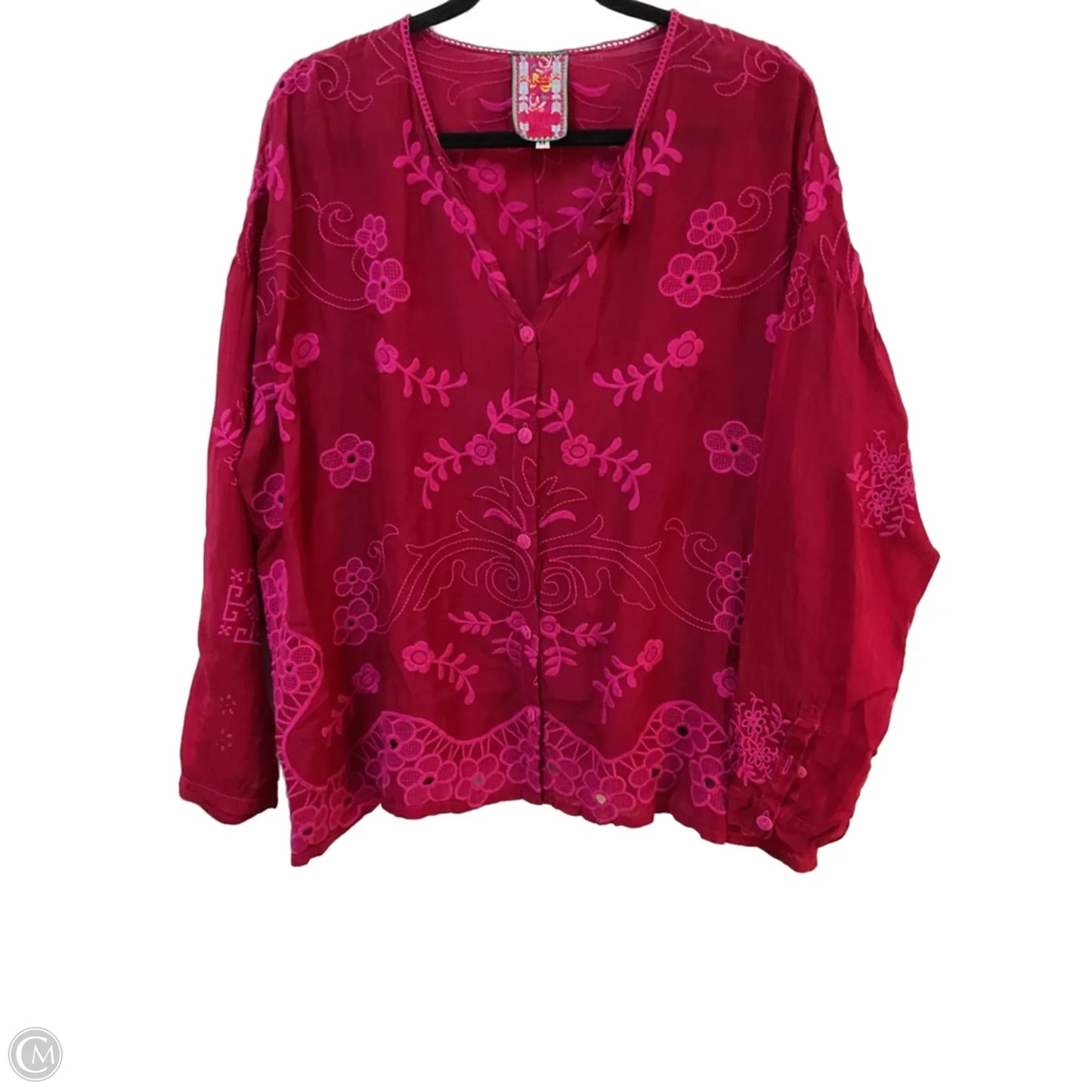 Top Long Sleeve By Johnny Was In Red, Size: M