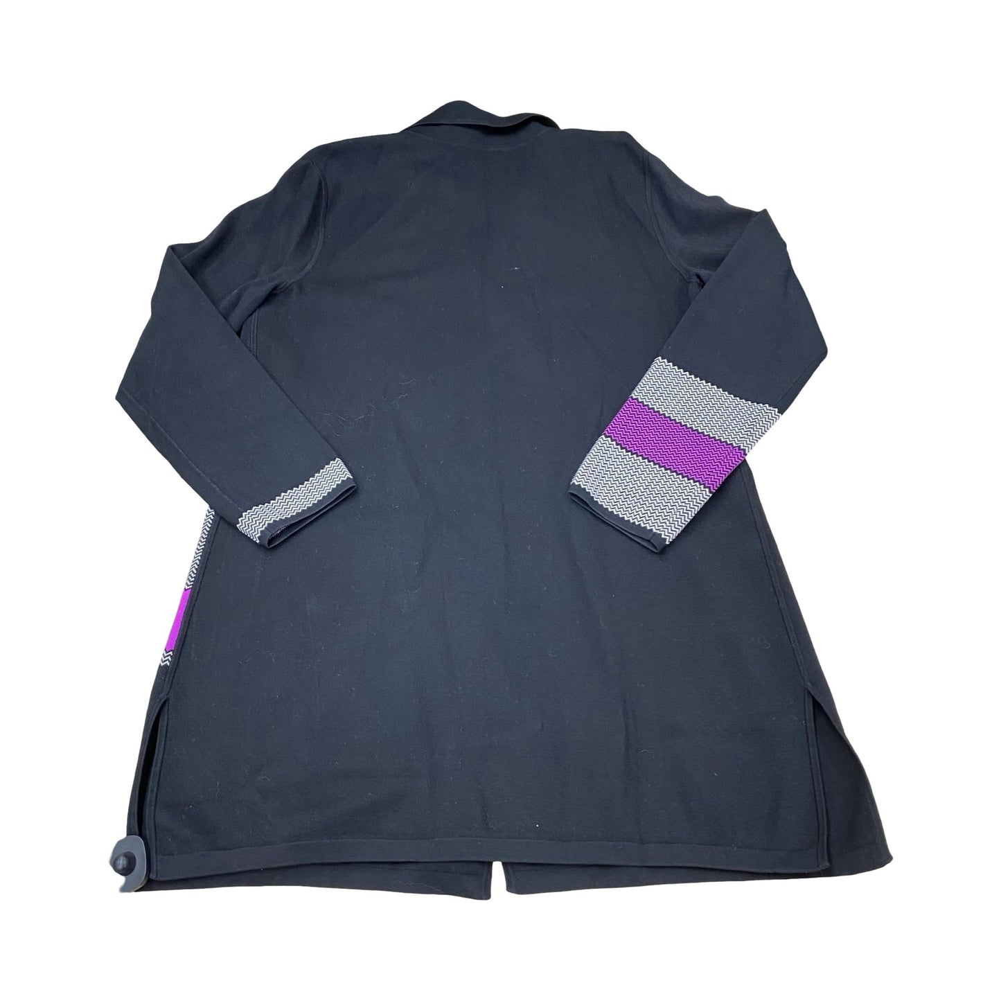 Sweater Cardigan By Per Se In Black & Purple, Size:Xl
