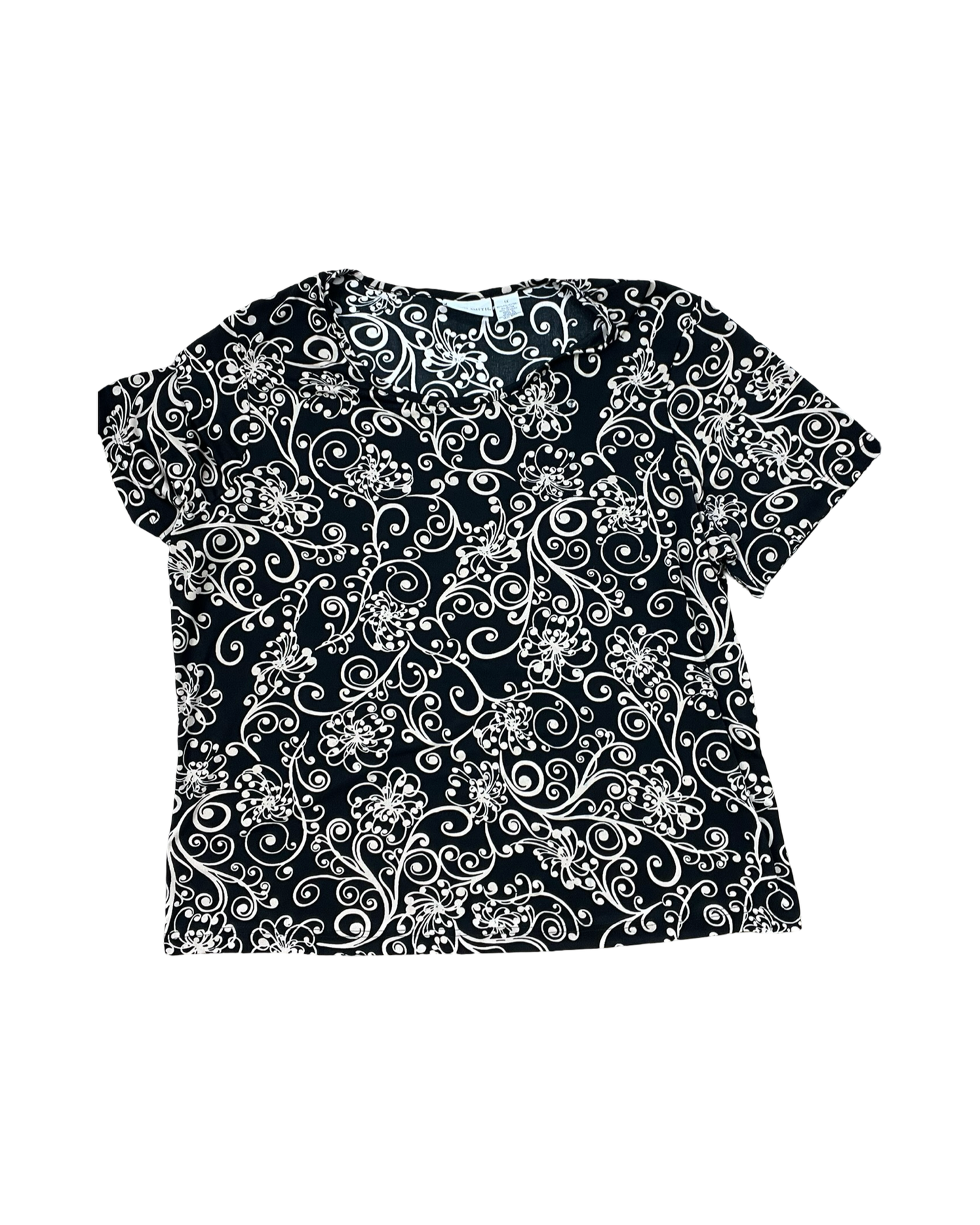 Top Ss By Jaclyn Smith In Black & Cream, Size:1X