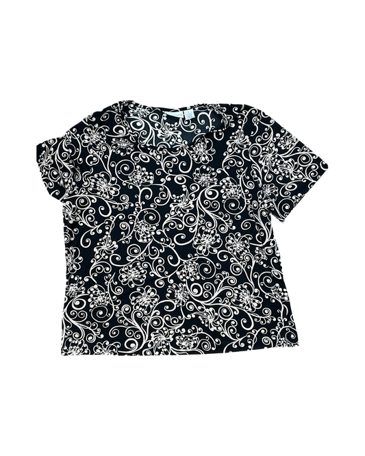 Top Ss By Jaclyn Smith In Black & Cream, Size:1X