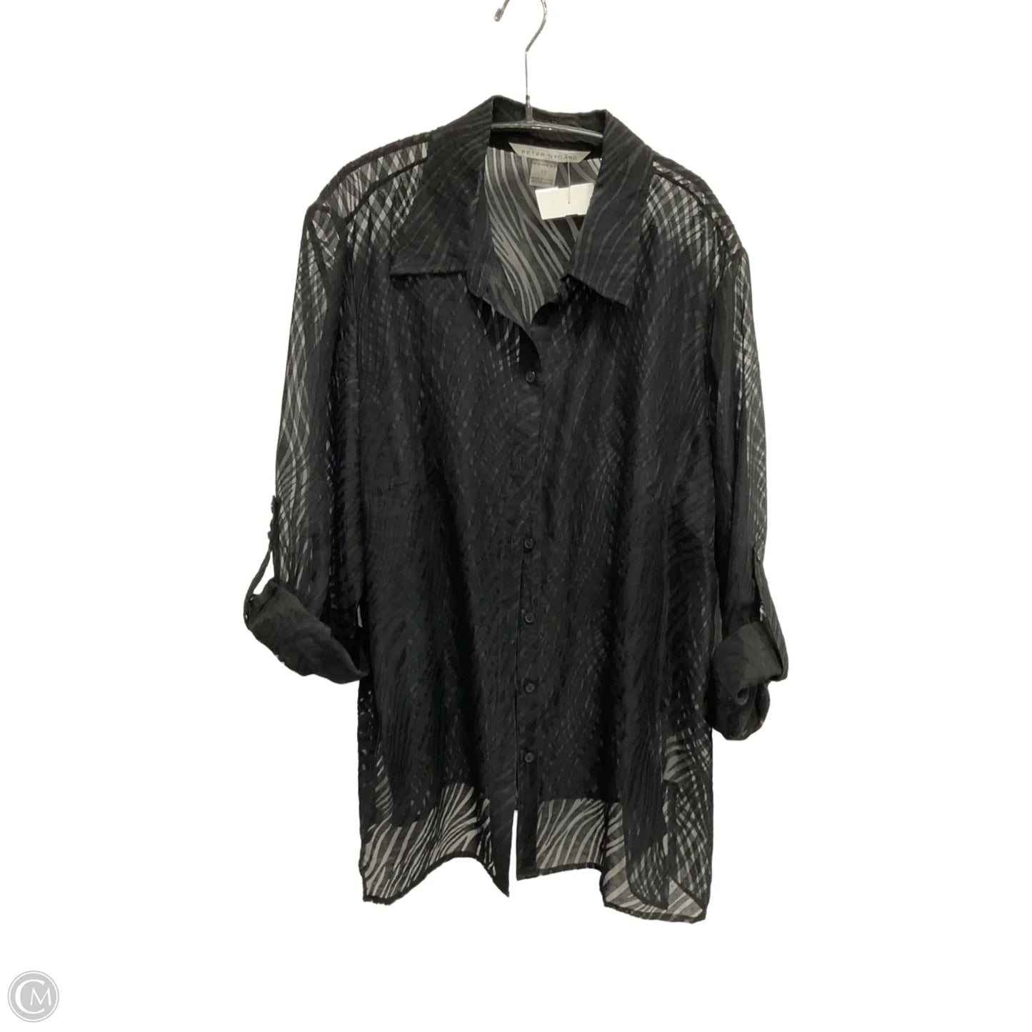 Blouse Long Sleeve By Peter Nygard In Black, Size: Xl