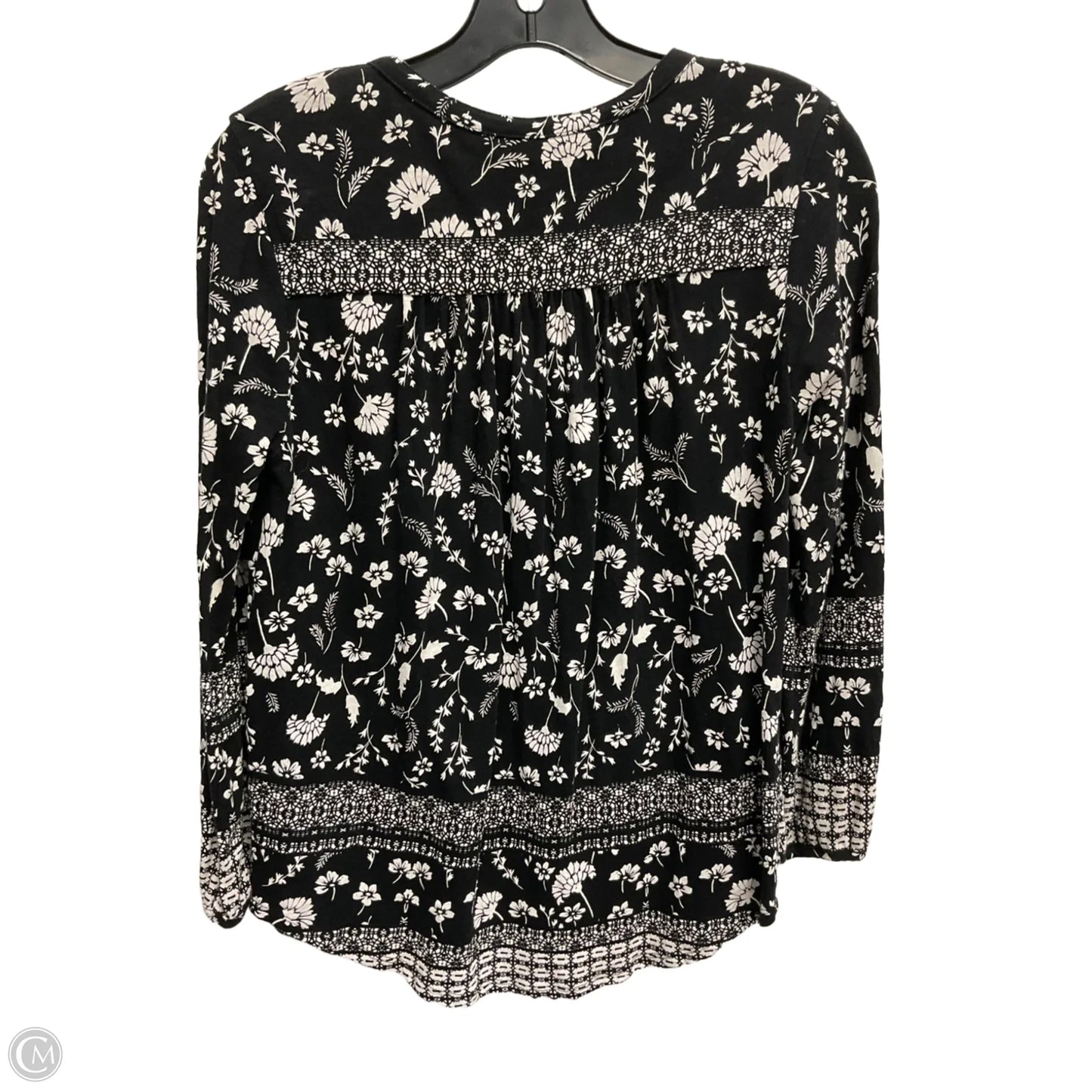 Top 3/4 Sleeve By Lucky Brand In Black & Cream, Size: S