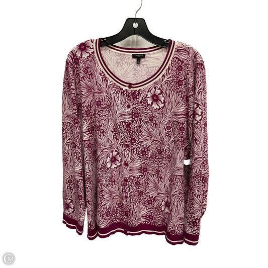 Cardigan By Talbots In Floral Print, Size: 3x