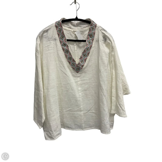 Top 3/4 Sleeve By World Market In Cream, Size: M